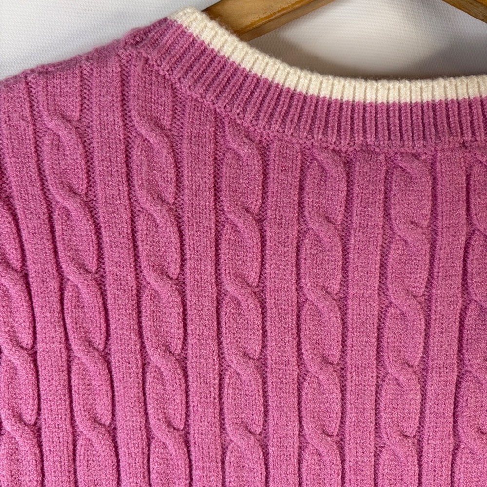 Lelis Collection Sweater Dress Women Size S Pink Cable Knit Mini Short Sleeve - Picture 4 of 7